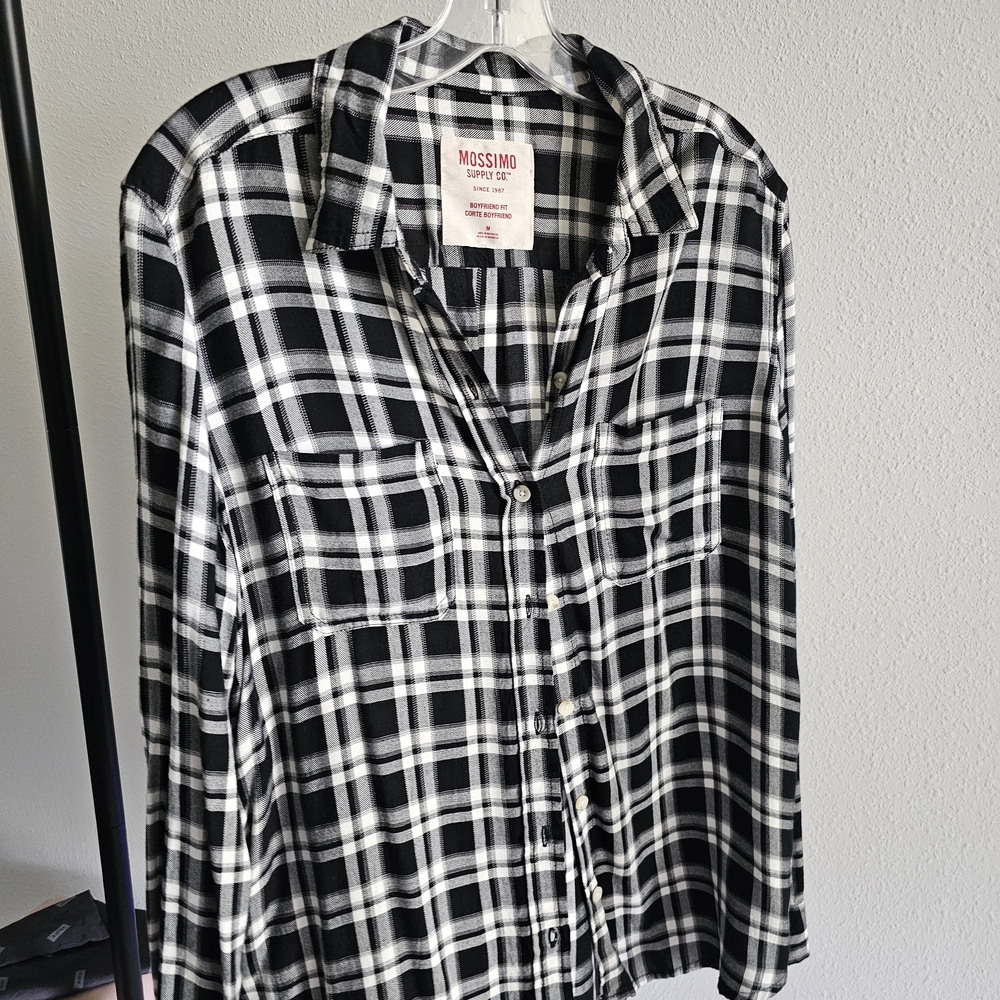 Mossimo Supply Co. Black and White Plaid Shirt